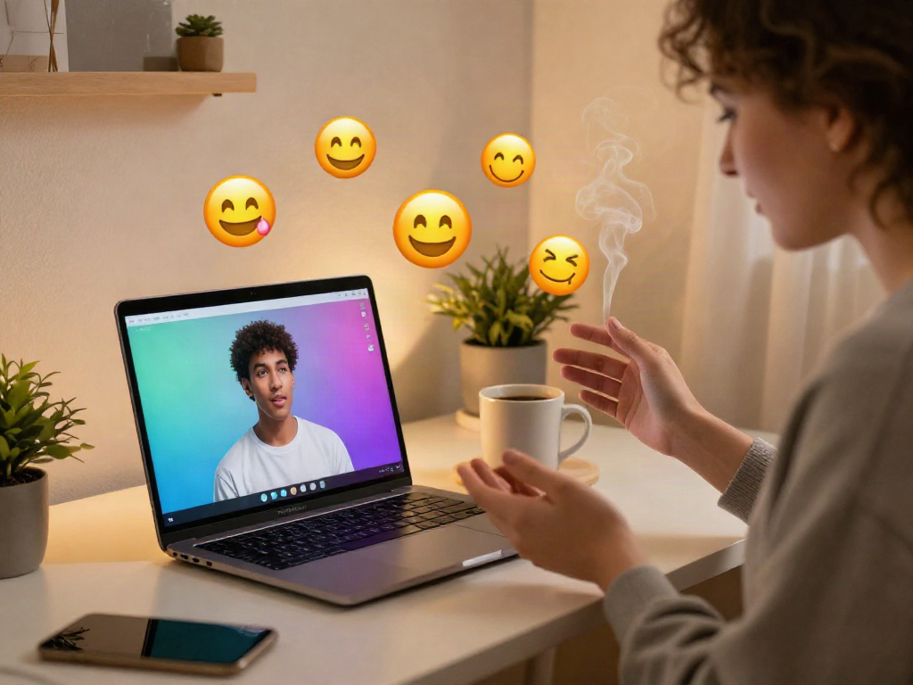 Engaging digital chat scene showcasing porn chat ai interactions between avatars in a cozy setting.